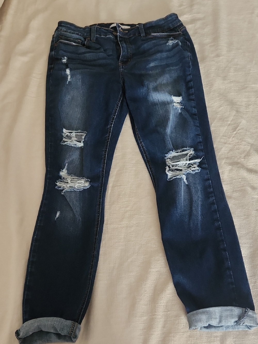 Eunina Jude 9 Dark Blue Distressed Skinny Jeans